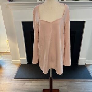 Boston Proper Blush Pink Sheer Overlay Tunic Top | XL